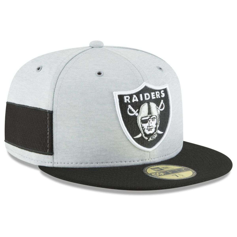 Oakland Raiders New Era NFL 2018 Sideline 59FIFTY Fitted Hat – Grey
