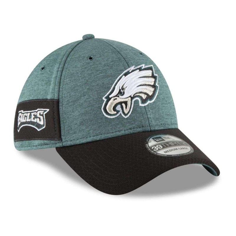 Philadelphia Eagles New Era NFL 2018 Sideline 39THIRTY Stretch-Fit Curved Hat – Green