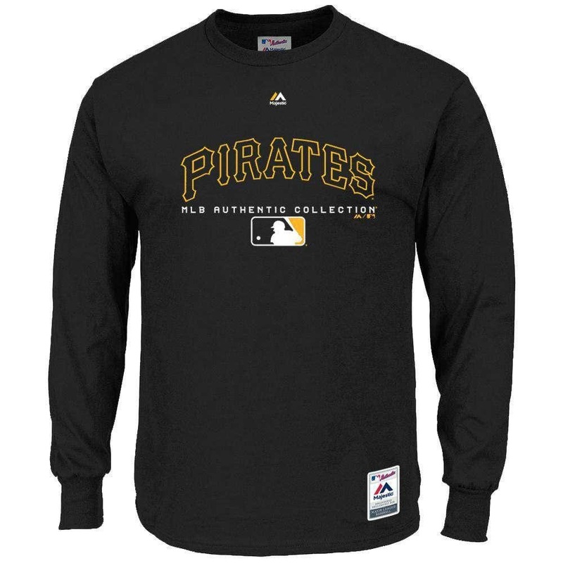 Pittsburgh Pirates Majestic MLB Team Drive Long Sleeve T-Shirt -Black