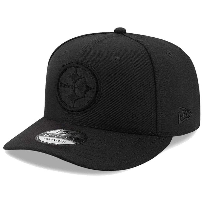 Pittsburgh Steelers New Era NFL Black On Black Pre-Curved 9FIFTY Snapback Hat