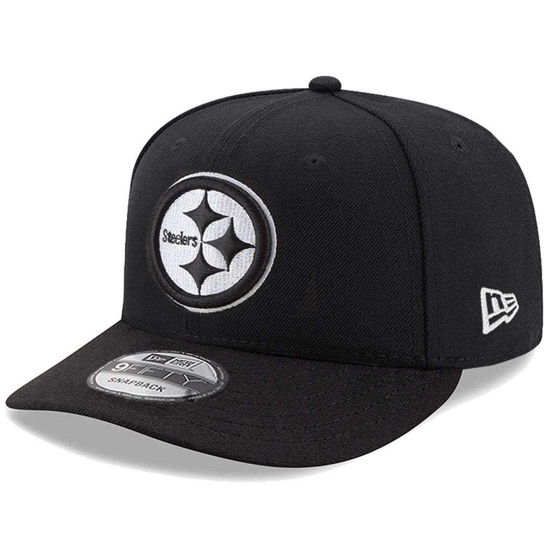 Pittsburgh Steelers New Era NFL Black & White Pre-Curved 9FIFTY Snapback Hat