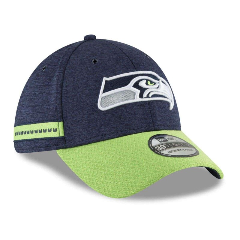 Seattle Seahawks New Era NFL 2018 Sideline 39THIRTY Stretch-Fit Curved Hat – Navy