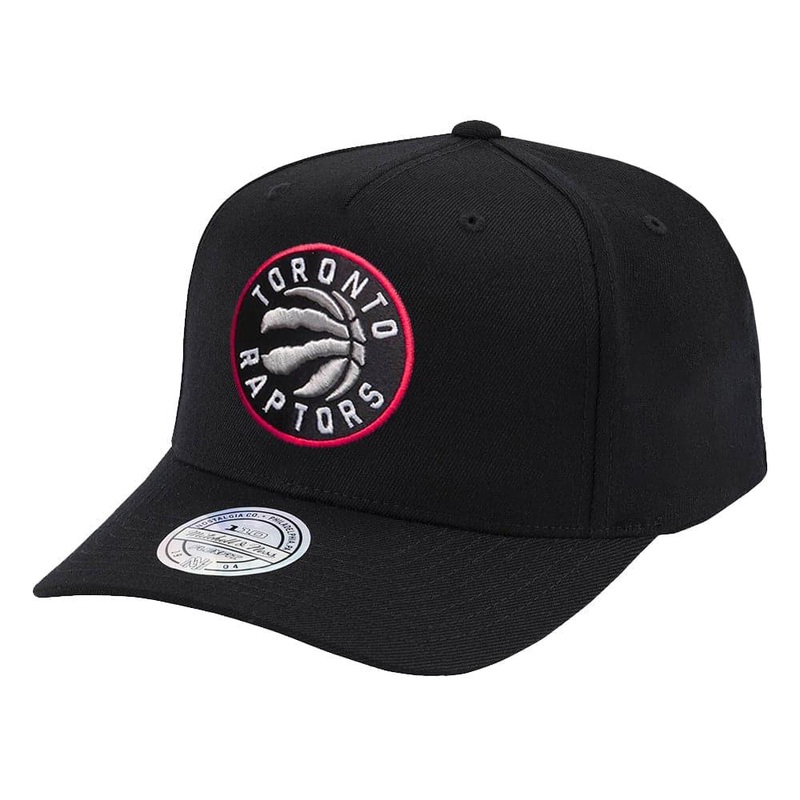 Toronto Raptors Mitchell & Ness NBA 110 Team Logo Curve Snapback Hat – Black