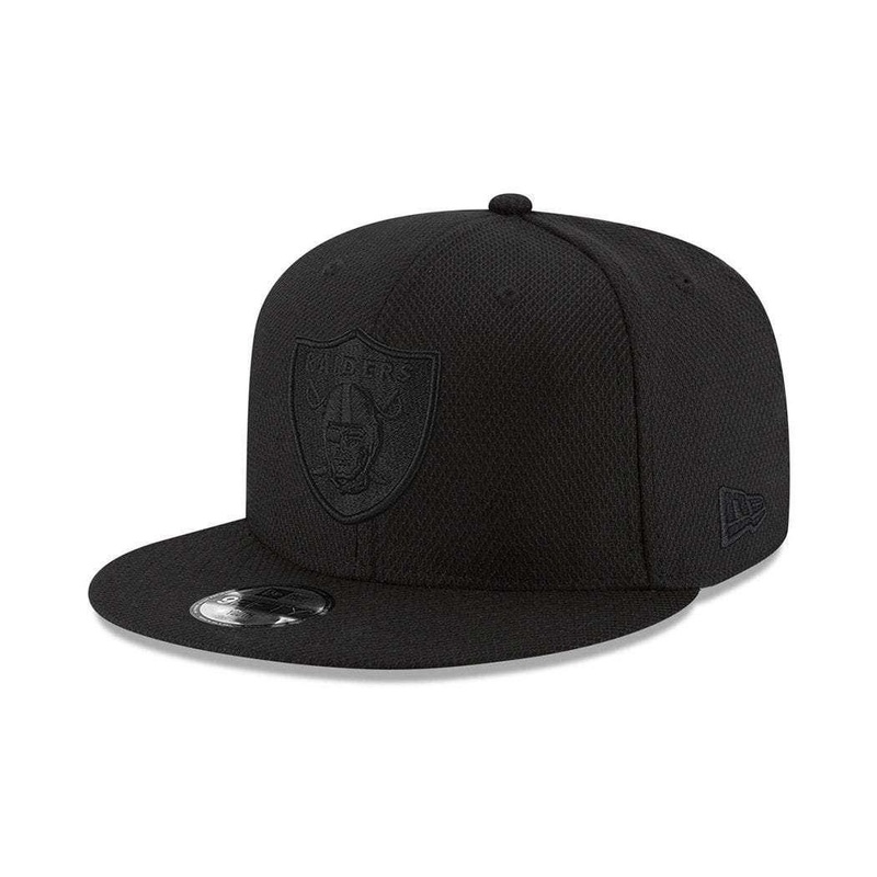 Youths Oakland Raiders New Era NFL Black On Black Diamond Era 9FIFTY Snapback Hat