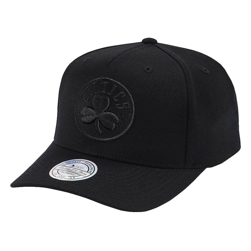 Boston Celtics Mitchell & Ness NBA All Black 110 Curve Snapback Hat