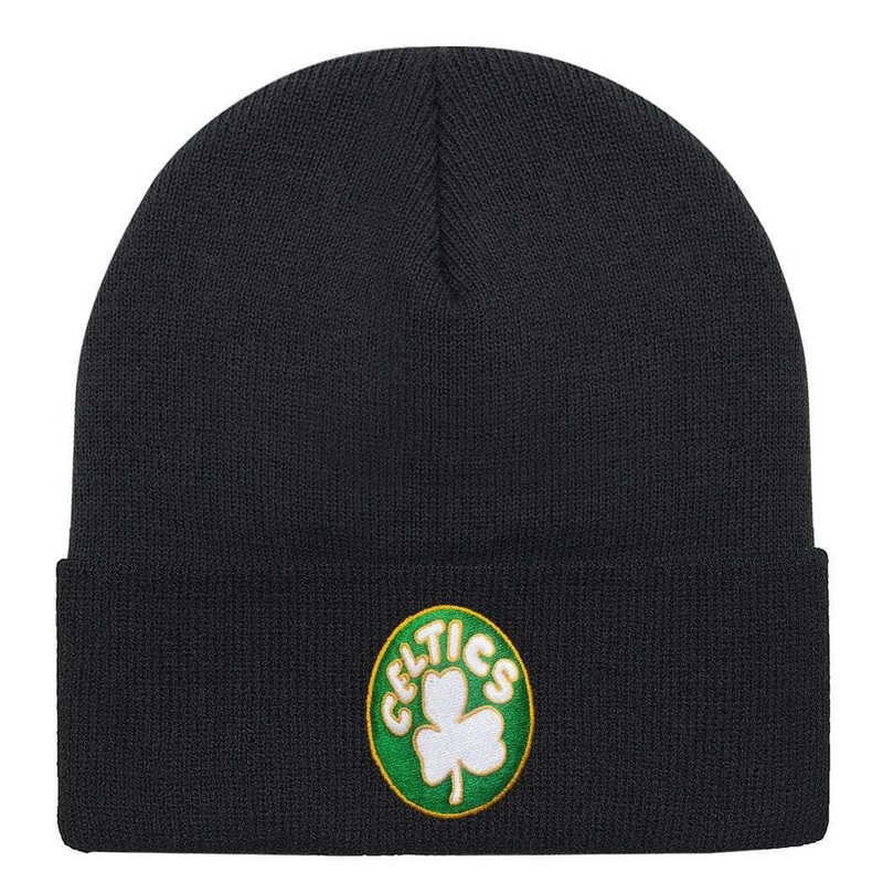 Boston Celtics Mitchell & Ness NBA HWC Logo Cuff Knit Beanie – Black