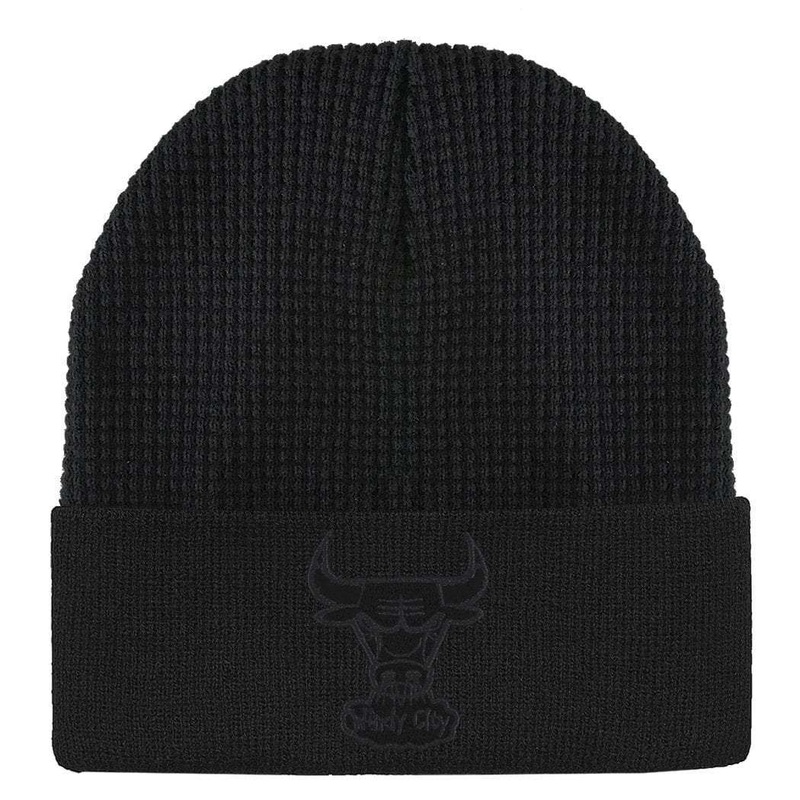 Chicago Bulls Mitchell & Ness NBA Waffle Cuff Knit Beanie – Black