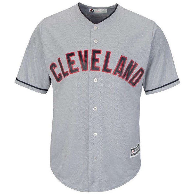 Cleveland Indians Majestic MLB AC Cool Base Replica Jersey – Grey