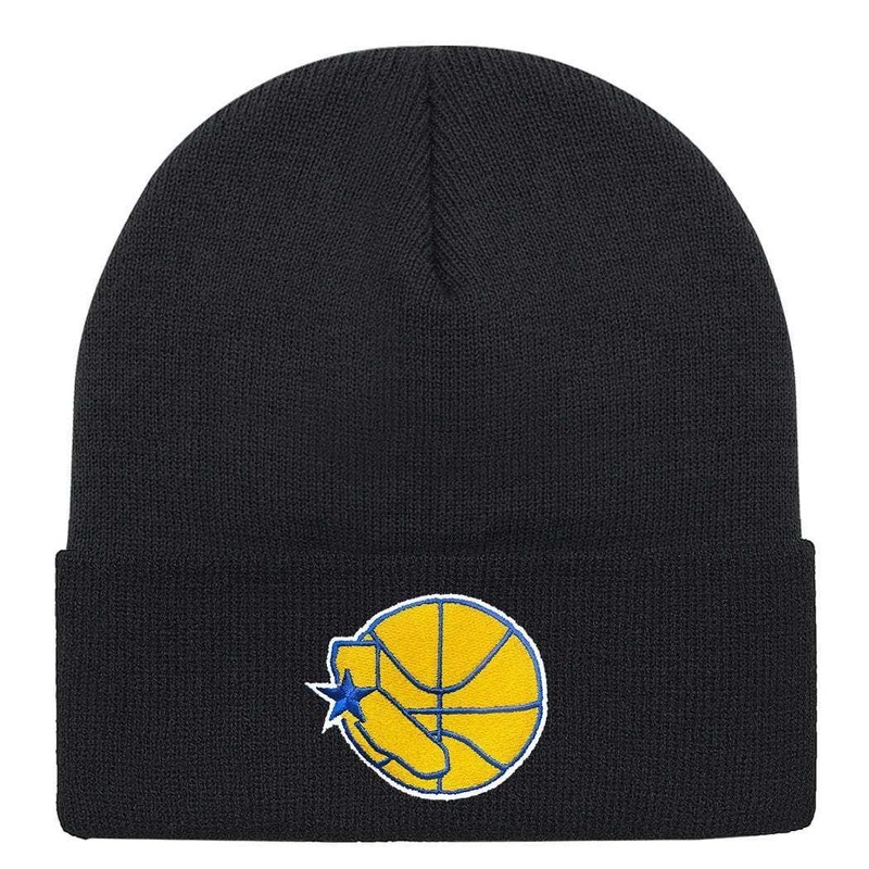 Golden State Warriors Mitchell & Ness NBA HWC Logo Cuff Knit Beanie – Black