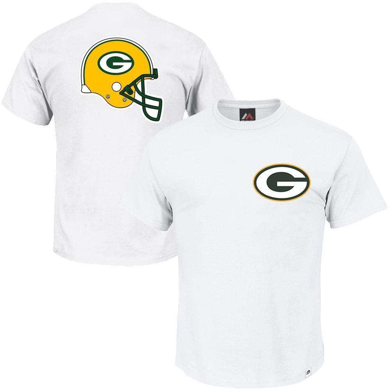 Green Bay Packers Majestic NFL Helmet Logo T-Shirt – White