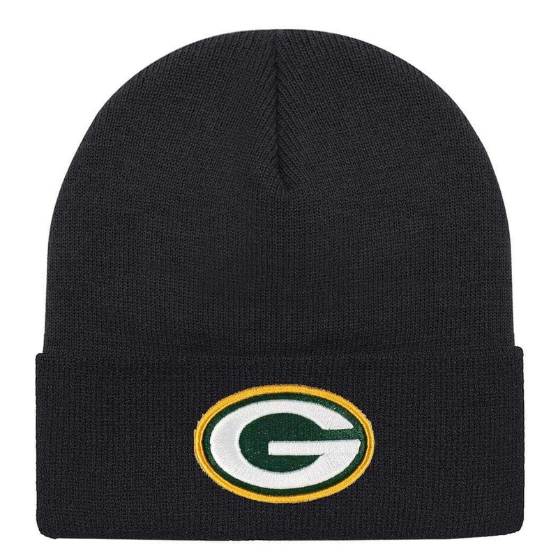 Green Bay Packers Mitchell & Ness NFL Team Logo Cuff Knit Beanie – Black