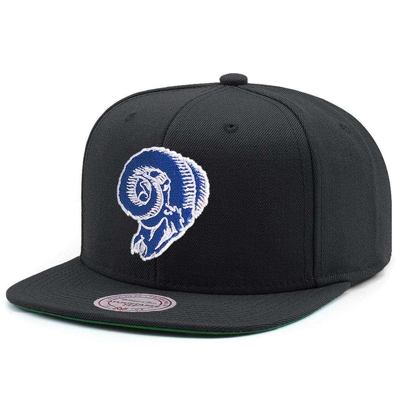 LA Rams Mitchell & Ness NFL Throwback Logo Snapback Hat – Black