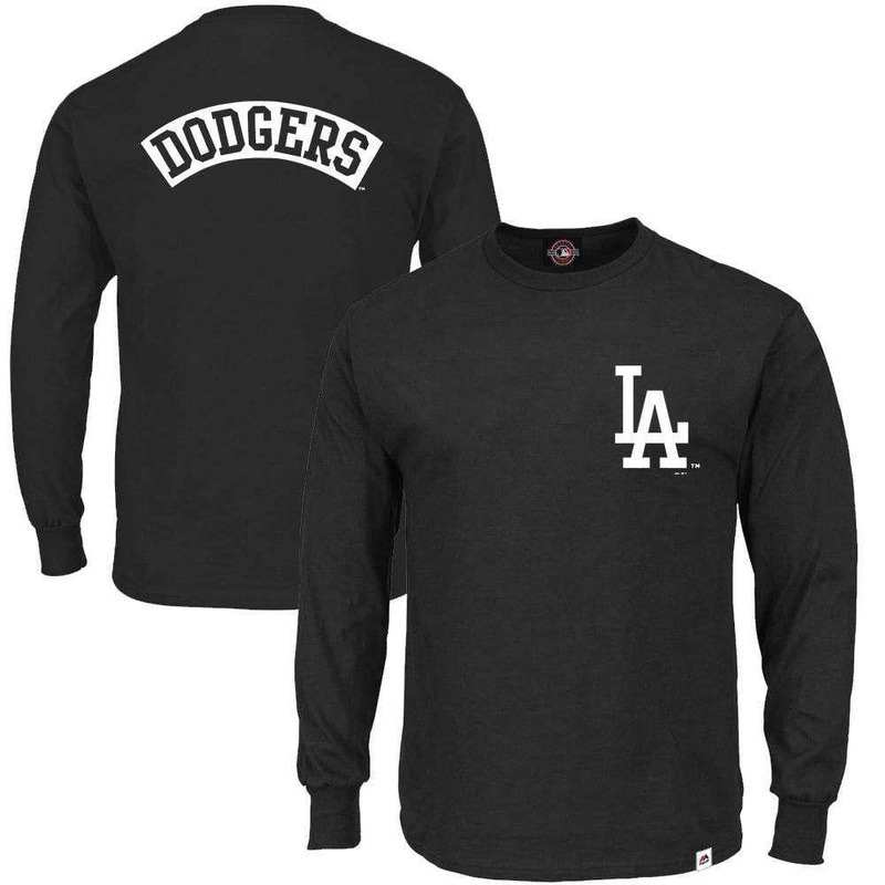 Los Angeles Dodgers Majestic MLB Fentyn Long Sleeve T-Shirt – Black