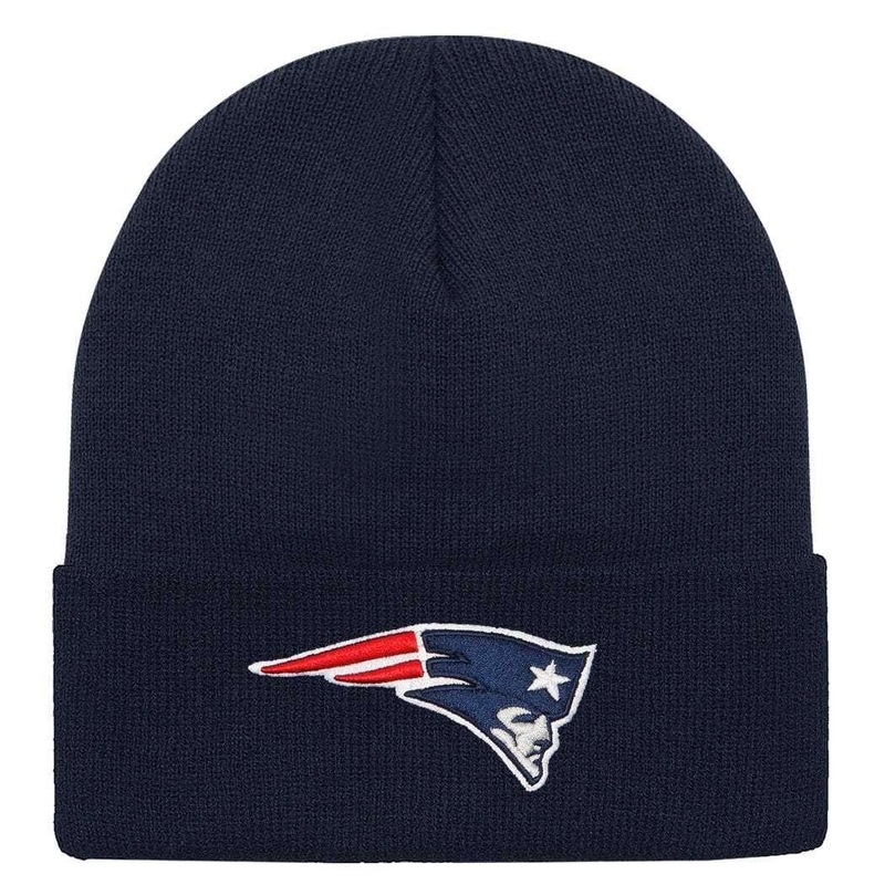 New England Patriots Mitchell & Ness NFL Team Logo Cuff Knit Beanie – Navy