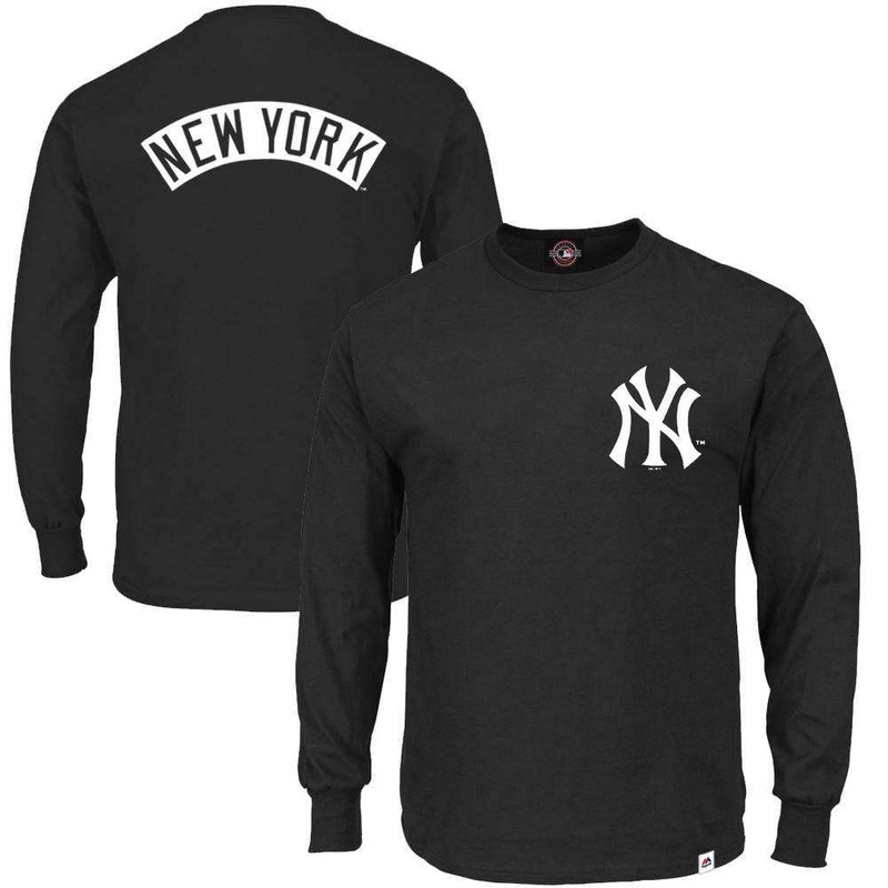 New York Yankees Majestic MLB Fentyn Long Sleeve T-Shirt – Black