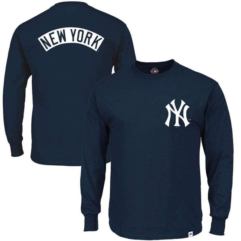 New York Yankees Majestic MLB Fentyn Long Sleeve T-Shirt – Navy