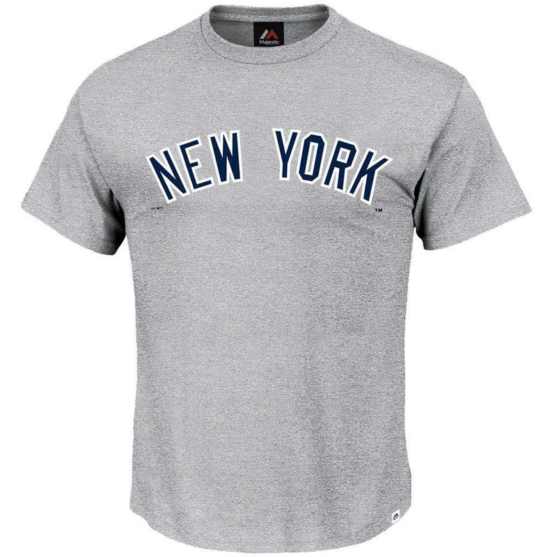 New York Yankees Majestic MLB Road Wordmark T-Shirt – Grey