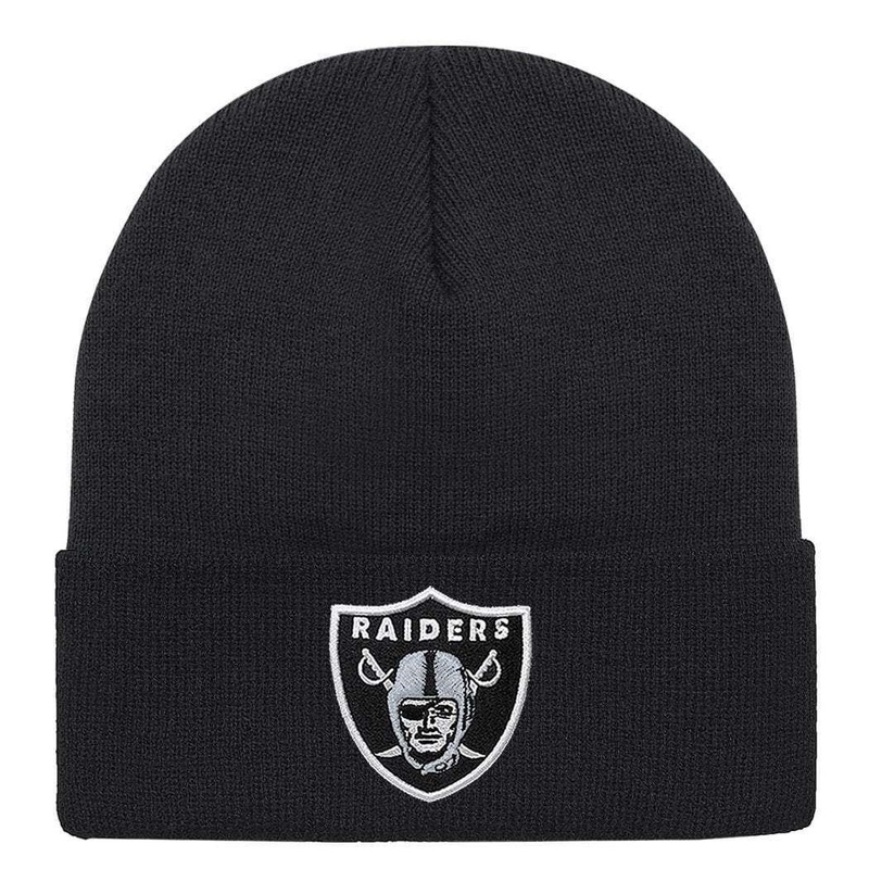 Oakland Raiders Mitchell & Ness NFL Team Logo Cuff Knit Beanie – Black