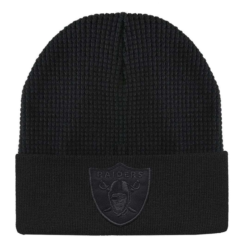 Oakland Raiders Mitchell & Ness NFL Waffle Cuff Knit Beanie – Black