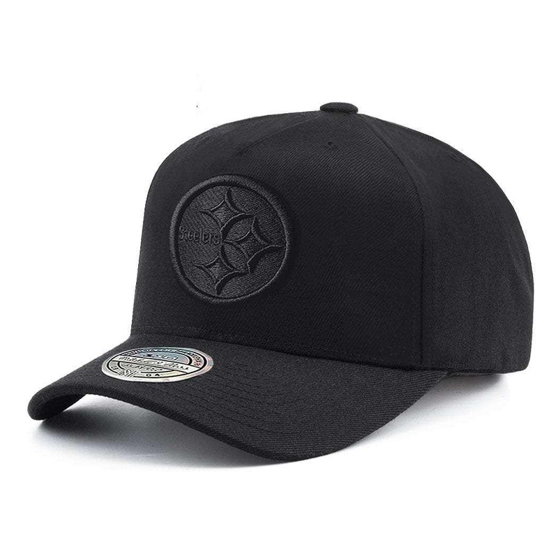 Pittsburgh Steelers Mitchell & Ness NFL All Black 110 Curve Snapback Hat – Black