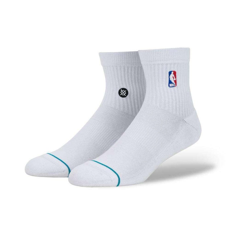 Stance NBA Logoman Casual Quarter Socks – White
