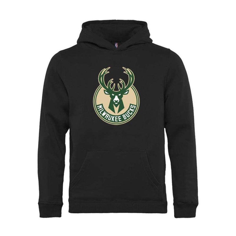 Youths Milwaukee Bucks Outerstuff NBA Logo Hoodie Jumper – Black
