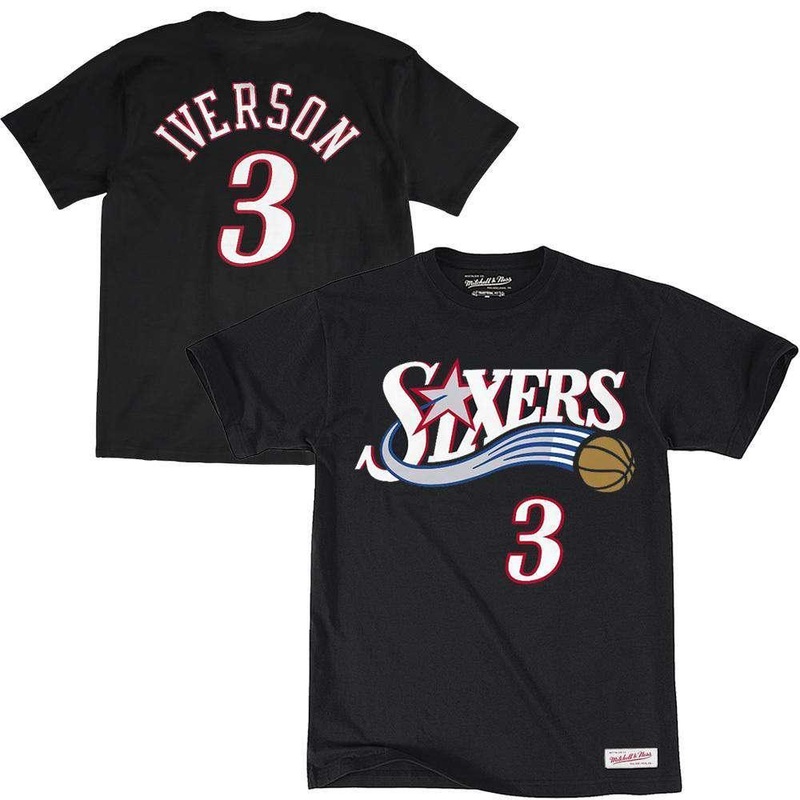 Allen Iverson Philadelphia 76ers Mitchell & Ness NBA Player T-Shirt – Black