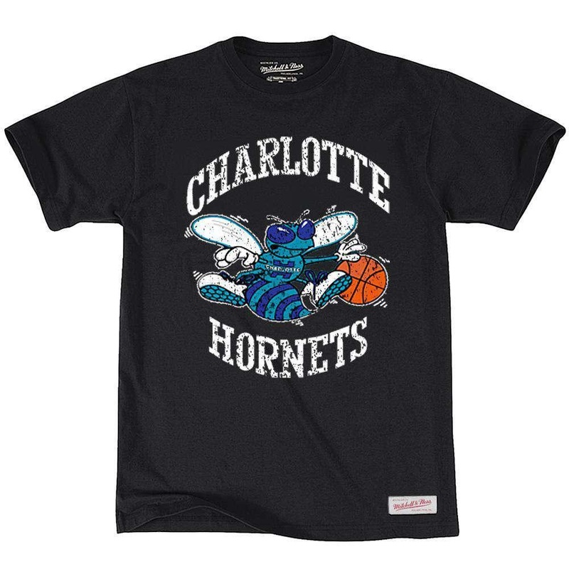 Charlotte Hornets Mitchell & Ness NBA Distressed HWC T-Shirt – Black