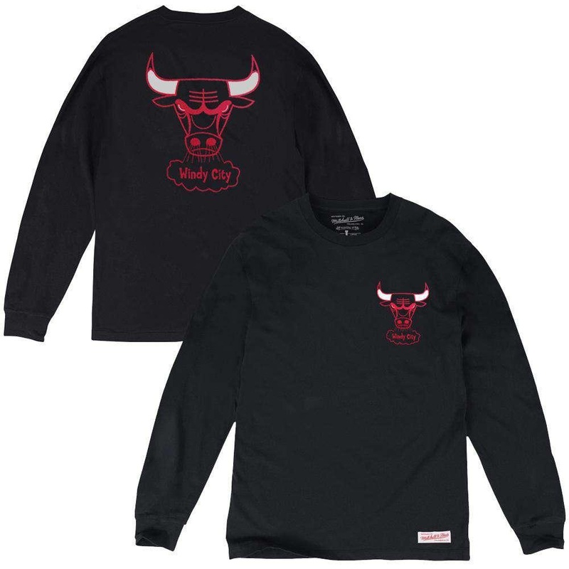 Chicago Bulls Mitchell & Ness NBA HWC Triple Double Long Sleeve T-Shirt – Black