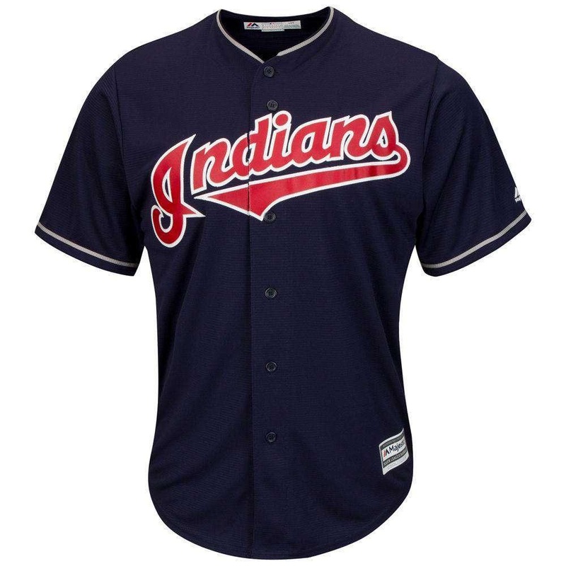 Cleveland Indians Majestic MLB AC Cool Base Replica Jersey – Navy