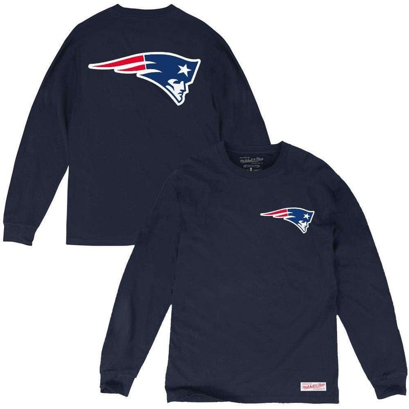 New England Patriots Mitchell & Ness NFL Triple Double Long Sleeve T-Shirt – Navy