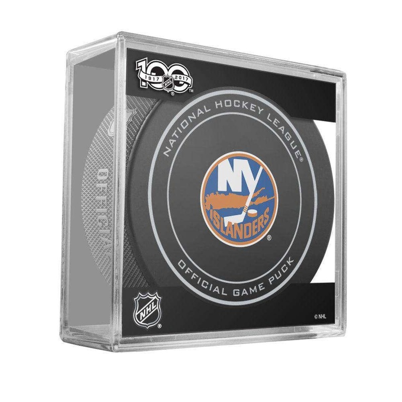 New York Islanders Sher-Wood NHL Anniversary Puck w/Case