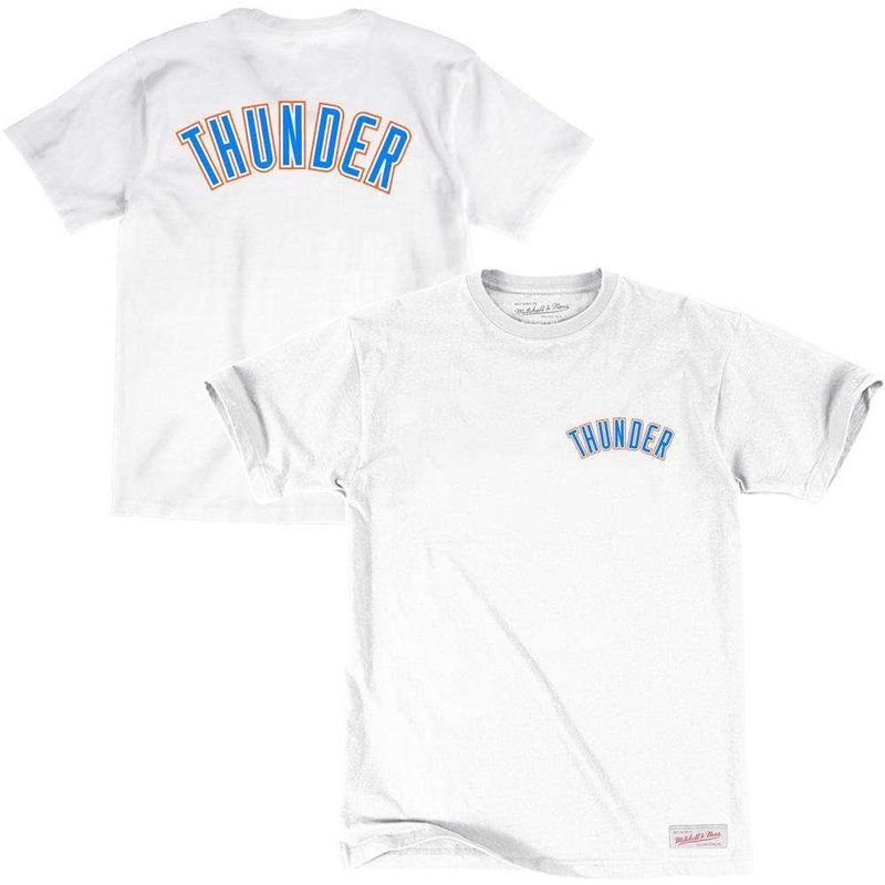 Oklahoma City Thunder Mitchell & Ness NBA Pocket Wordmark T-Shirt – White