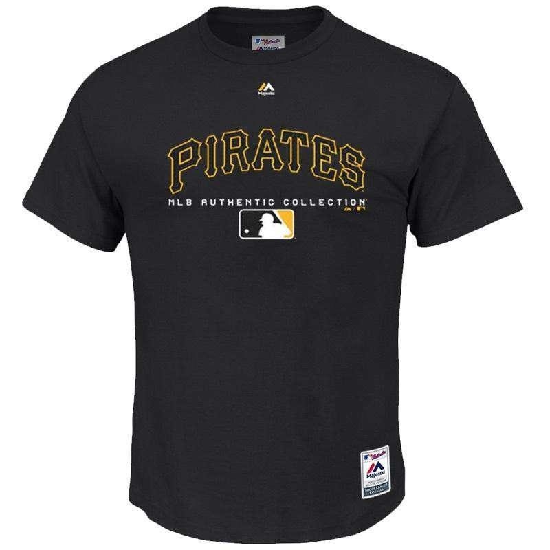 Pittsburgh Pirates Majestic MLB Authentic Team Drive T-Shirt – Black