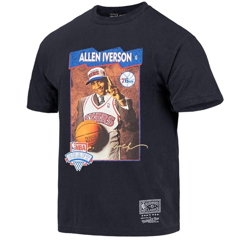 Allen Iverson Philadelphia 76ers Mitchell & Ness NBA Draft Day Vintage T-Shirt – Faded Black