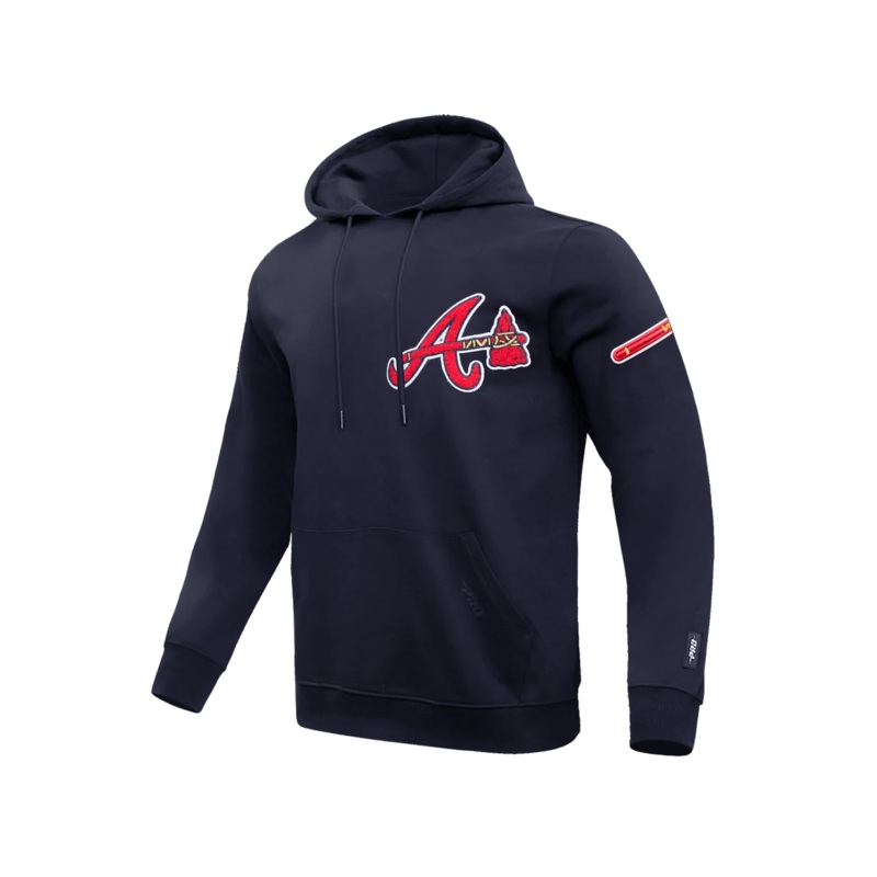 Atlanta Braves Pro Standard MLB Team Chenille Hoodie Jumper  – Navy