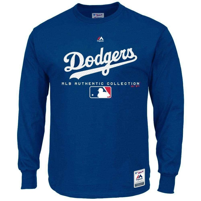 Los Angeles Dodgers Majestic MLB Team Drive Long Sleeve T-Shirt – Blue