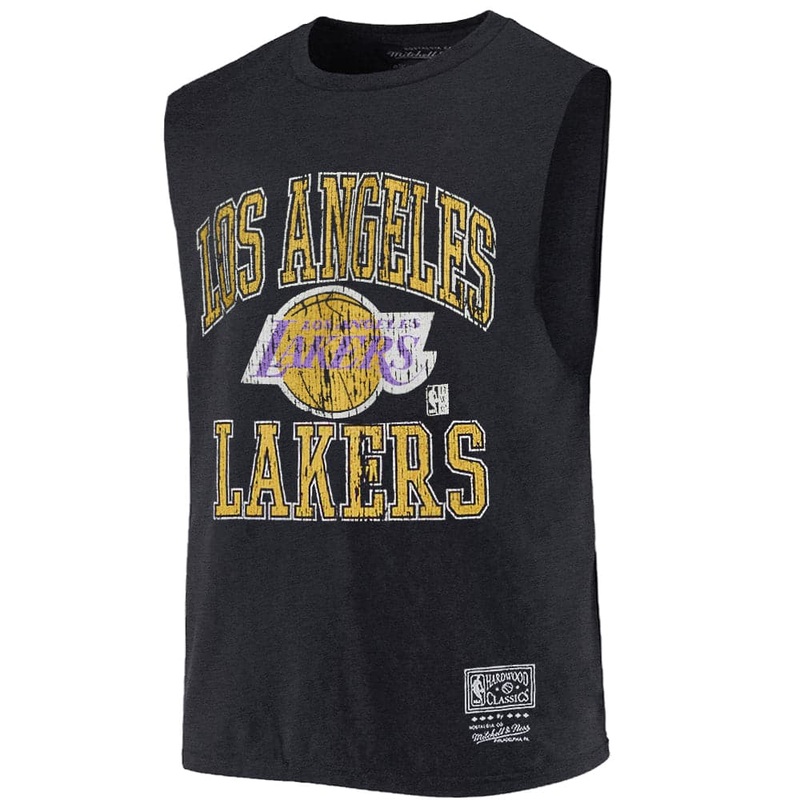 Los Angeles Lakers Mitchell & Ness NBA Ivy Arch Vintage Muscle T-Shirt – Faded Black