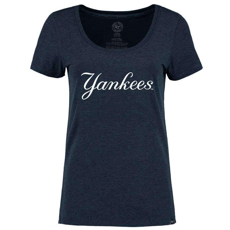 Womens New York Yankees ’47 MLB Wordmark Scoop T-Shirt – Navy Marle
