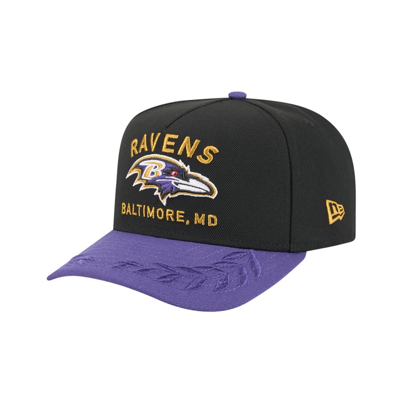 Baltimore Ravens New Era NFL 25 Draft Pre-Curved 9FIFTY A-Frame Snapback Hat – Black