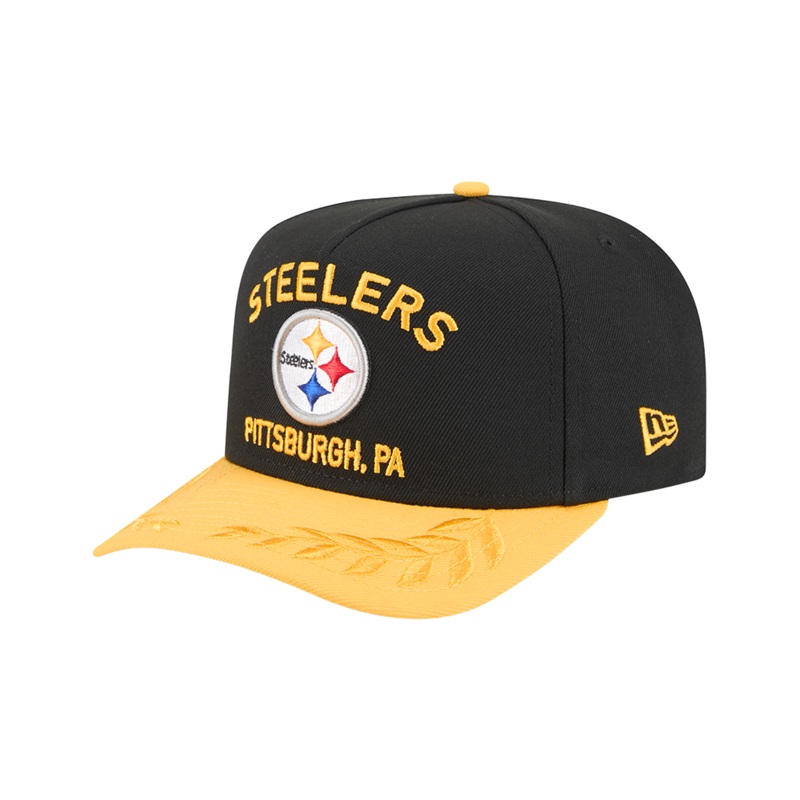 Pittsburgh Steelers New Era NFL 25 Draft Pre-Curved 9FIFTY A-Frame Snapback Hat – Black