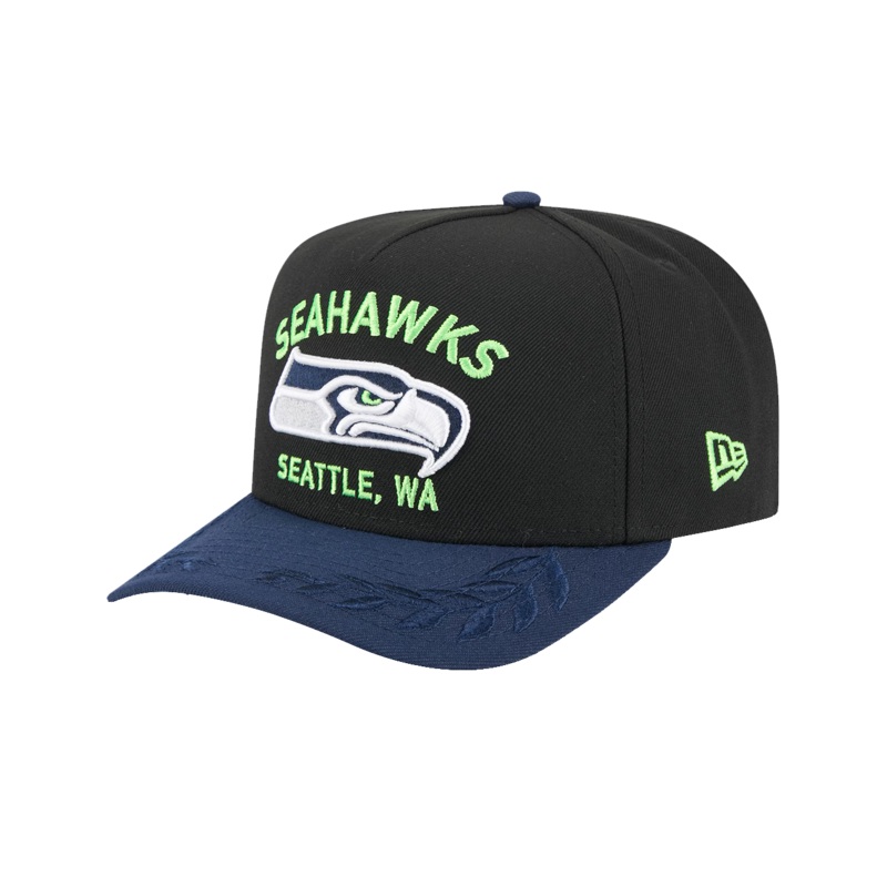 Seattle Seahawks New Era NFL 25 Draft Pre-Curved 9FIFTY A-Frame Snapback Hat – Black