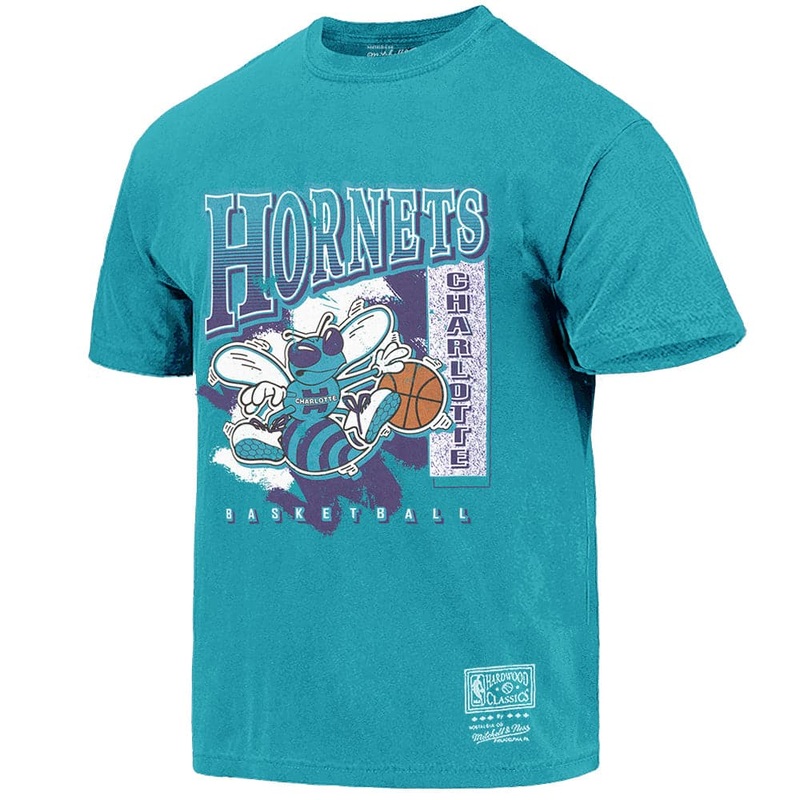 Charlotte Hornets Mitchell & Ness NBA Brush Off Vintage T-Shirt – Faded Teal