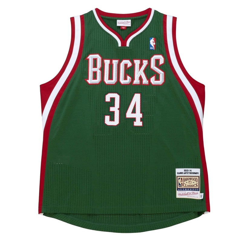 Giannis Antetokounmpo Milwaukee Bucks Mitchell & Ness NBA 13-14 Authentic Jersey – Green