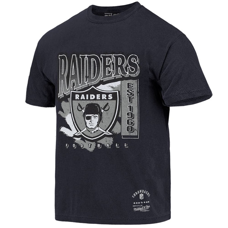 Las Vegas Raiders Mitchell & Ness NFL Brush Off Vintage T-Shirt – Faded Black
