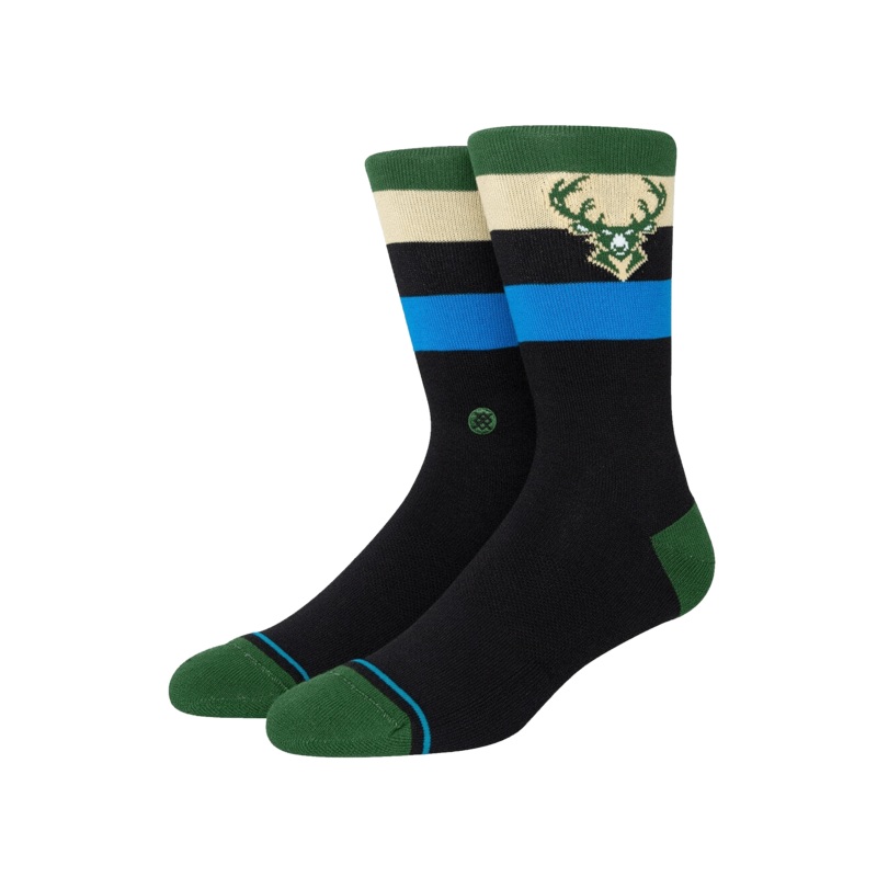 Milwaukee Bucks Stance NBA Team Stripe Crew Socks – Black