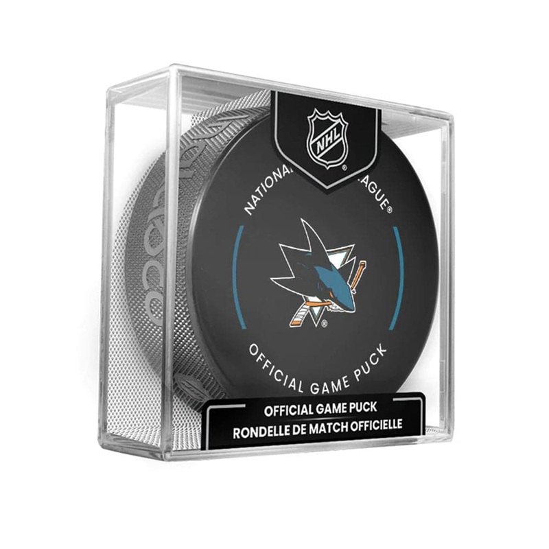 San Jose Sharks Inglasco NHL Official Team Hockey Puck In Cube