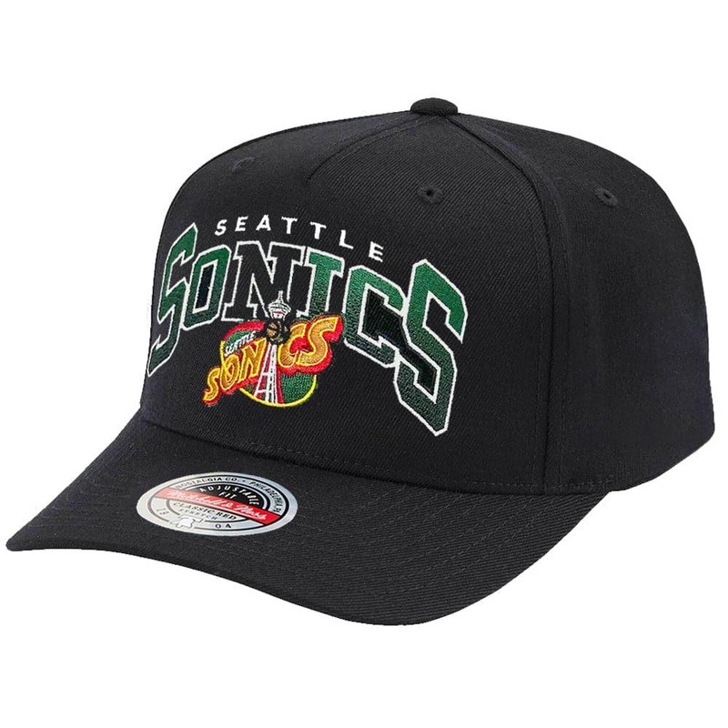 Seattle Supersonics Mitchell & Ness NBA Horizon Classic Red Snapback Hat – Black
