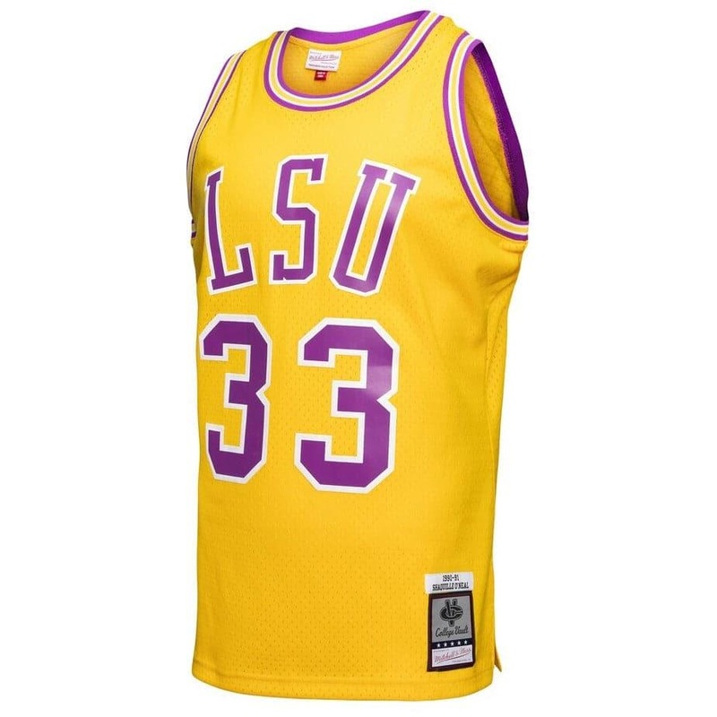 Shaquille O’Neal LSU Tigers Mitchell & Ness NCAA 90-91 Swingman Jersey – Gold