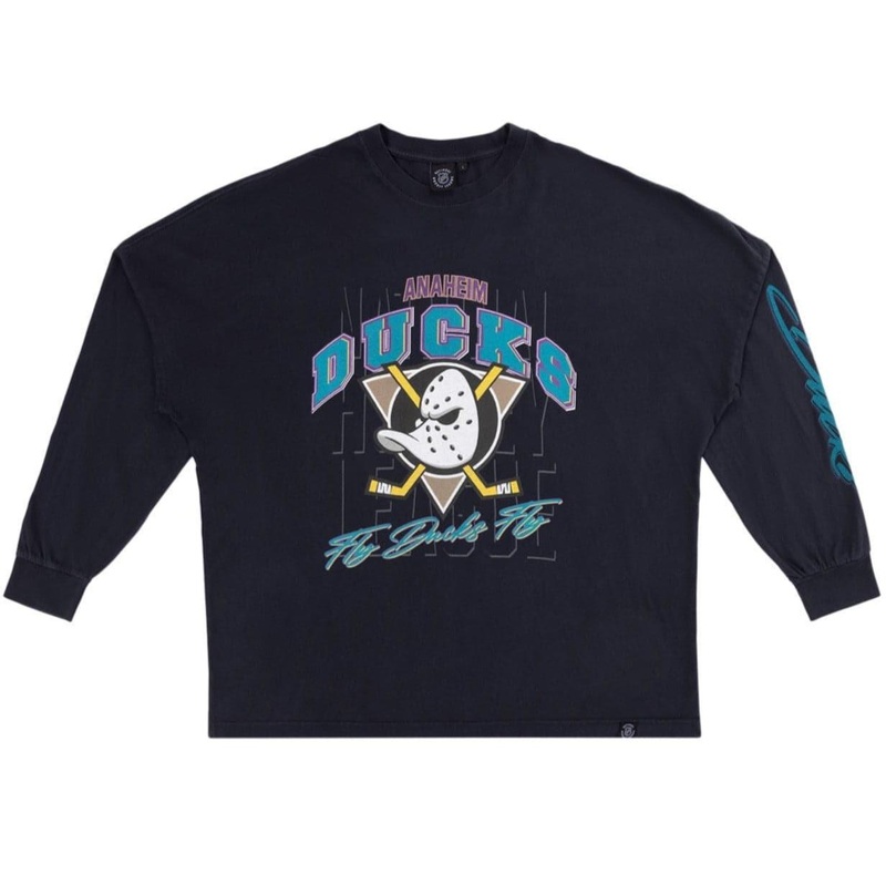 Anaheim Mighty Ducks NHL Fly Vintage Long Sleeve T-Shirt – Faded Black